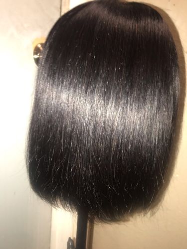 Customer photo review of Full Texture 13x4 Transparent Lace Front Bob Wig 150% Density