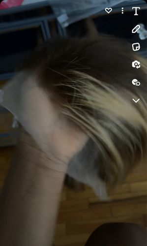 Customer photo review of 200% Honey Brown Highlights Colored Lace Frontal Bob Wig