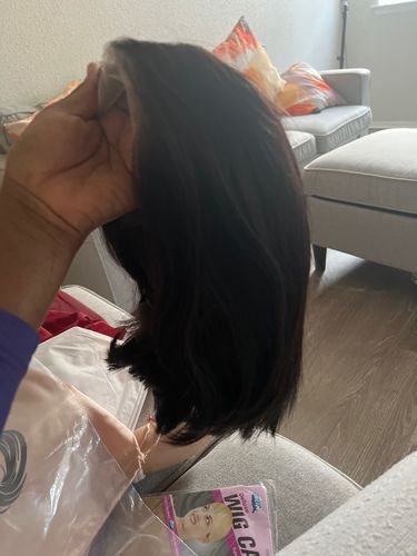 Customer photo review of Melting! Glueless Straight Bob Wig Swiss HD Undetectable Lace 5x5 HD Lace Closure Wig