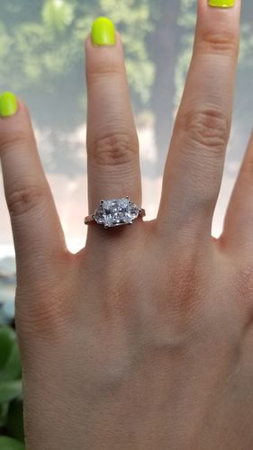 Customer photo review of 3-Stone 2ct Princess CZ Ring in Sterling Silver