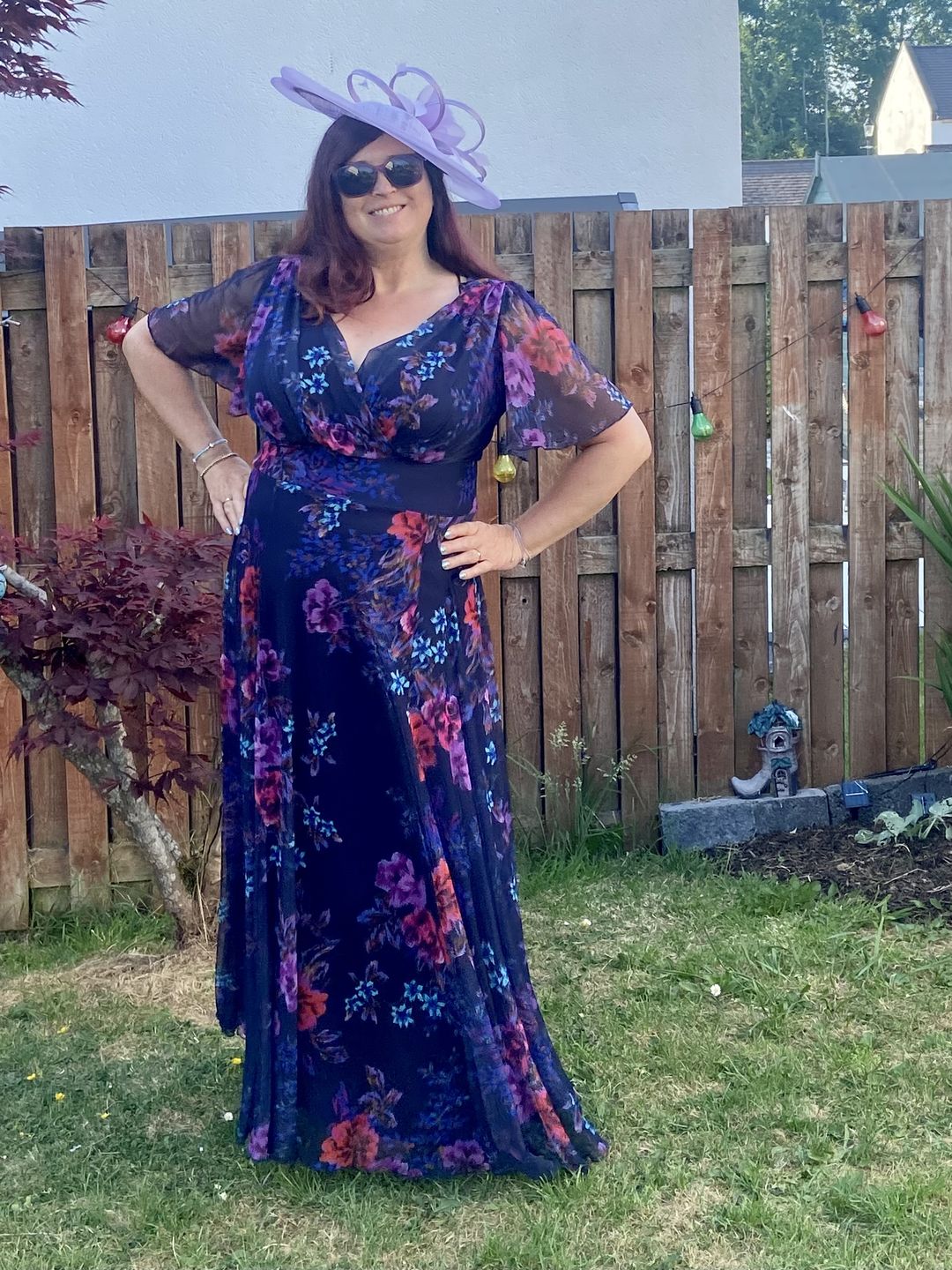 Customer photo review of Isabelle Navy Amethyst Float Sleeve Maxi Dress