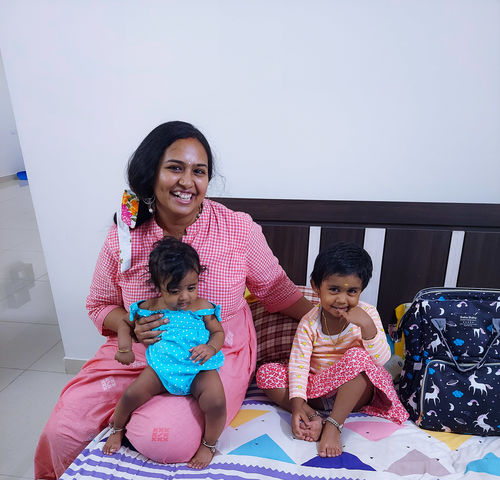 Customer photo review of Pink Handloom Checks and Diamonds Maxi