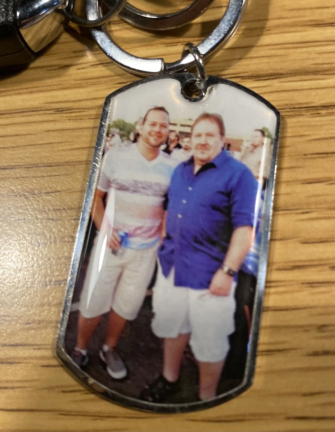 Customer photo review of I Will Carry You With Me Until, Personalized Keychain, Memorial Gifts, Custom Photo