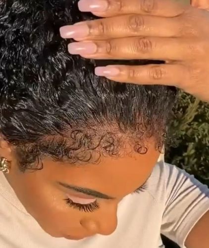 Customer photo review of 4C Edge! Curly Swiss HD Undetectable Lace 13x4 Lace Frontal Wig