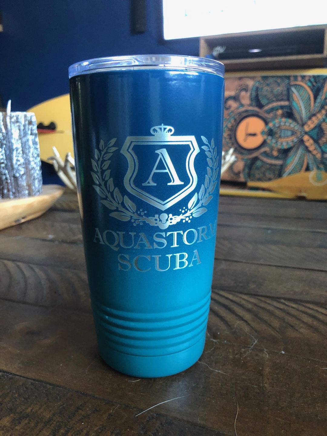 Customer photo review of Navy Blue Seafoam Ombre 20oz Tumbler