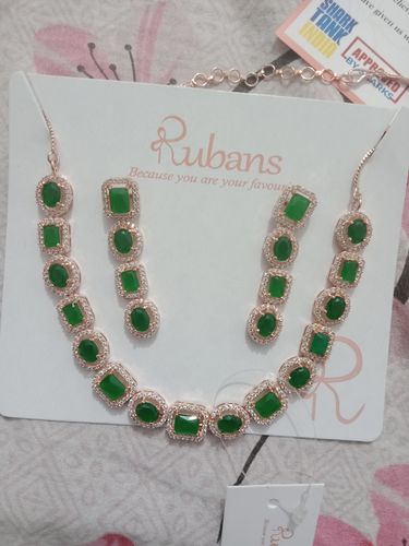 Customer photo review of Rubans Fuax Ruby Stone Studded Zircon Jewellery Set