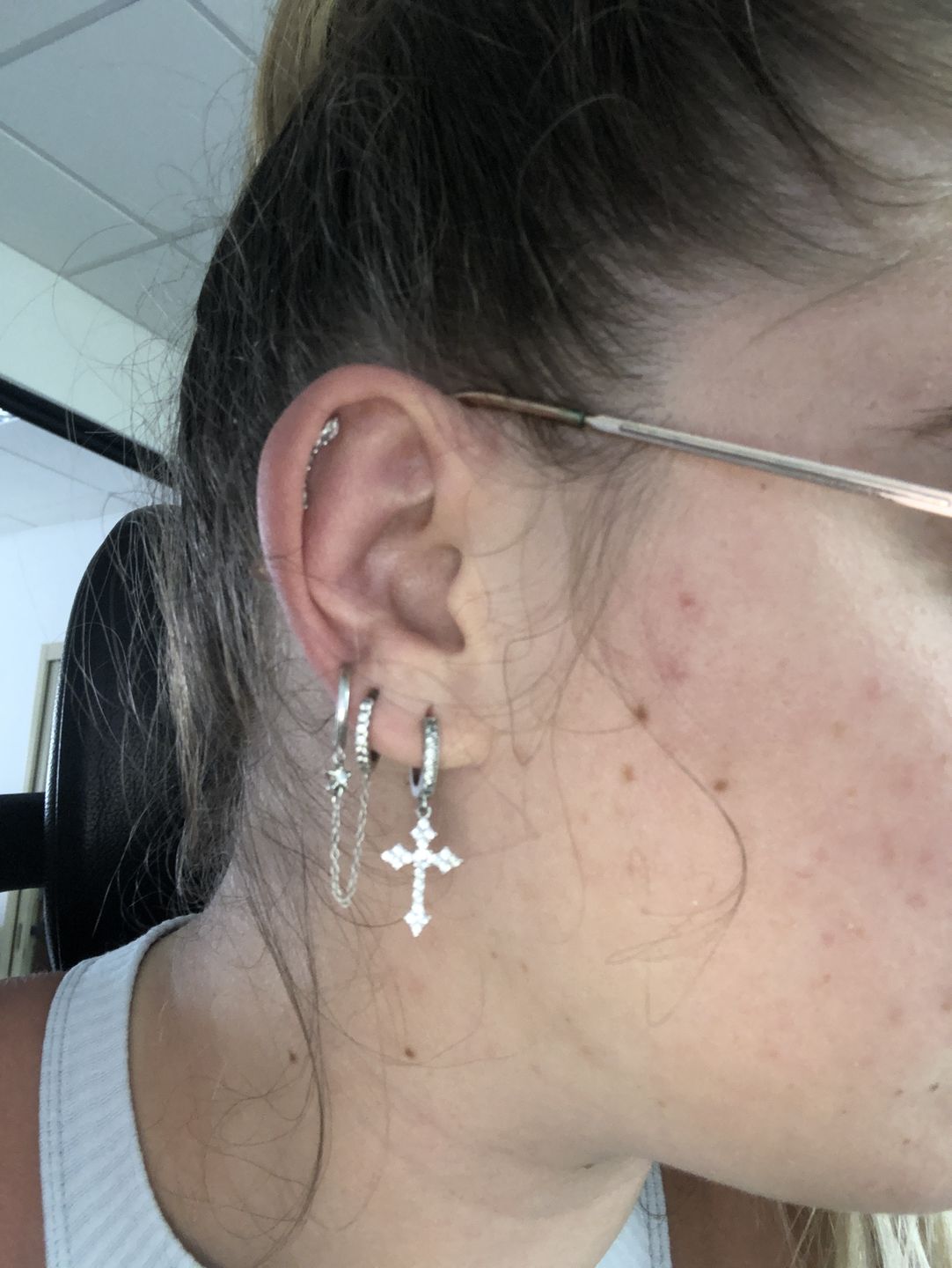 Customer photo review of FAITH EARRINGS. - WHITE GOLD