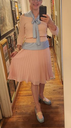 Customer photo review of Classic Metal Buckle Colorblock Chunky Heeled Loafers