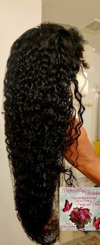 Customer photo review of 4C Edge! Kinky Curly Swiss HD Undetectable Lace 13x4 Lace Frontal Wig