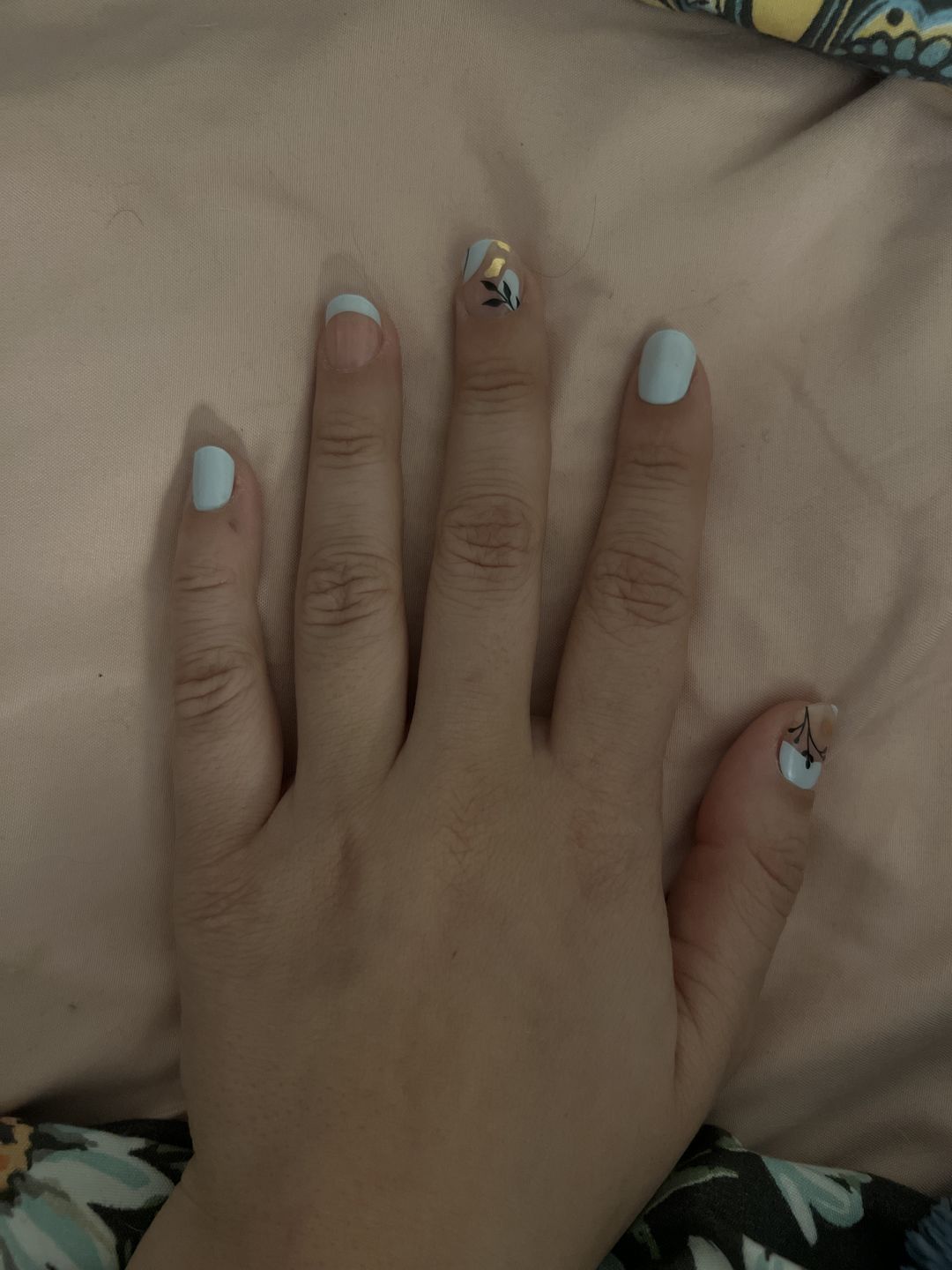 Customer photo review of Blue Floral Daze DIY Semicured Gel Nail Sticker Kit