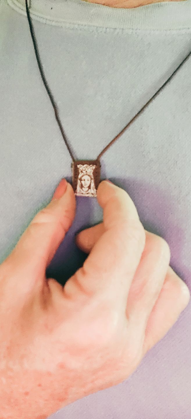 Customer photo review of Premium Brown Scapular, Brown & Cream, Our Lady of Mt. Carmel (Mini)