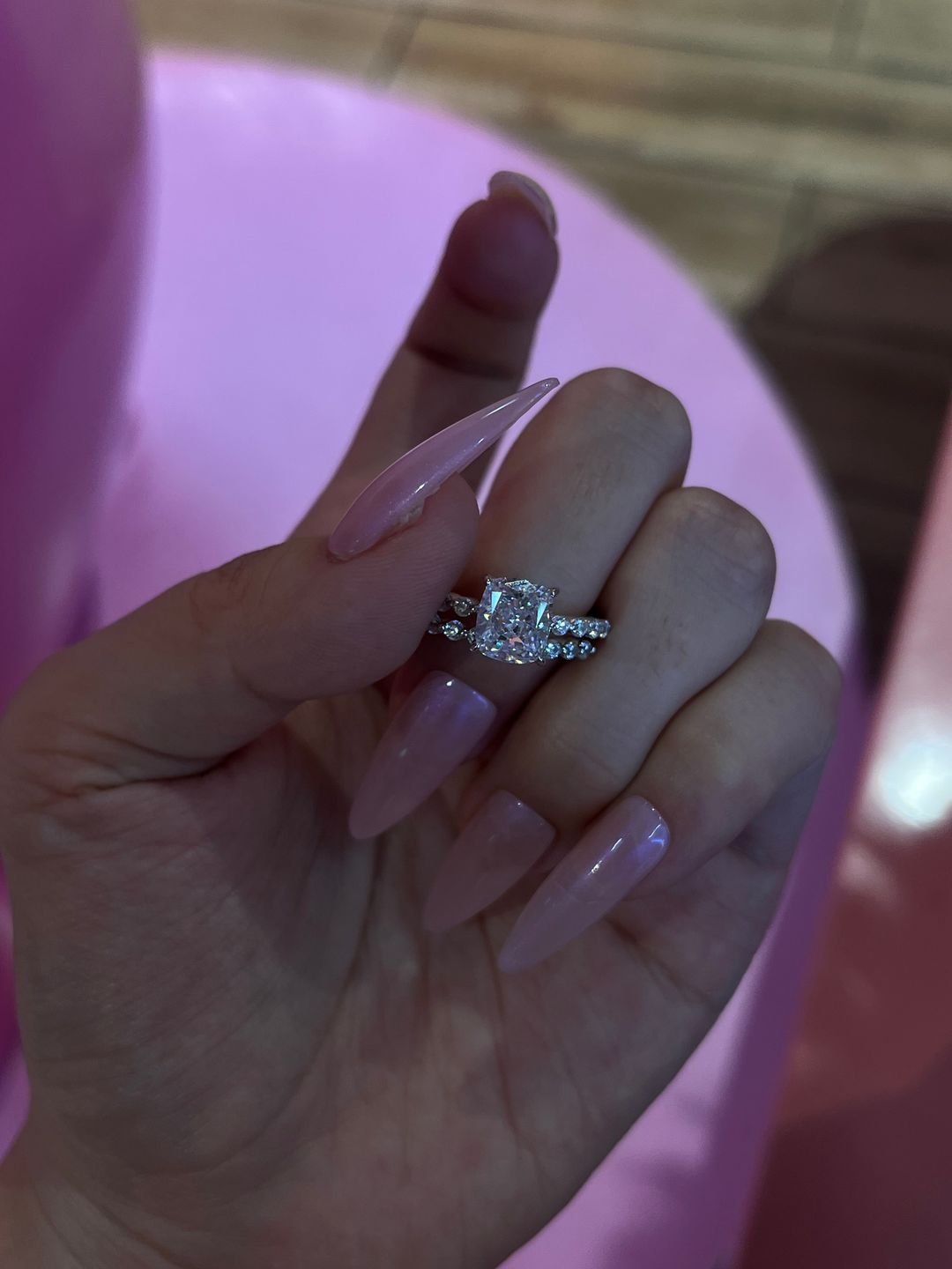 Customer photo review of S925 Exquisite 2.0 Carat Cushion Cut Women's Wedding Ring Set In Sterling Silver