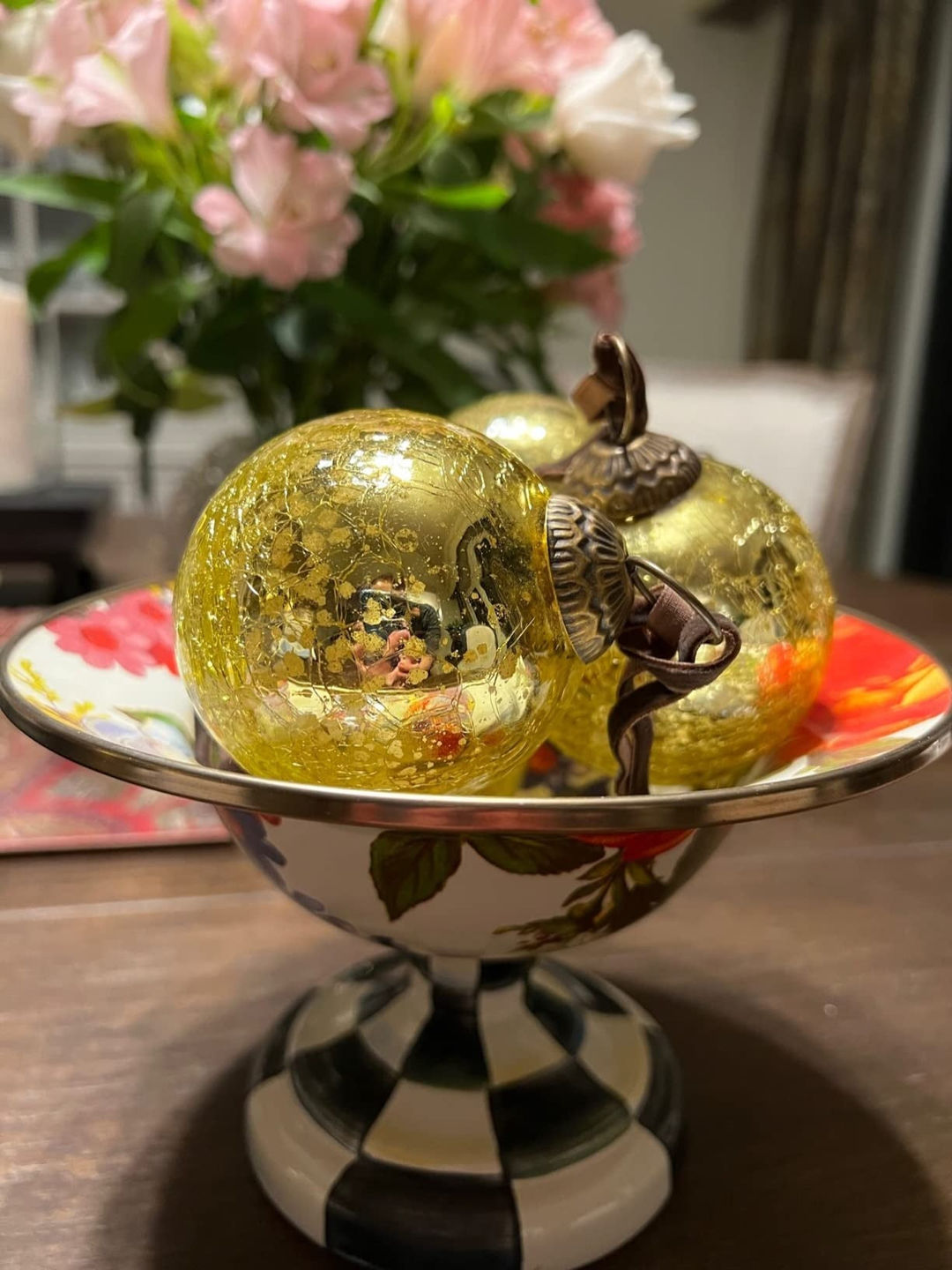 Customer photo review of Set of 4 Gold Mercury Glass Ornaments (3.15 Inch Vintage Crackle Ball) - Perfect for Christmas Tree, Hanging Holiday Decoration, Gifts & Home Decor