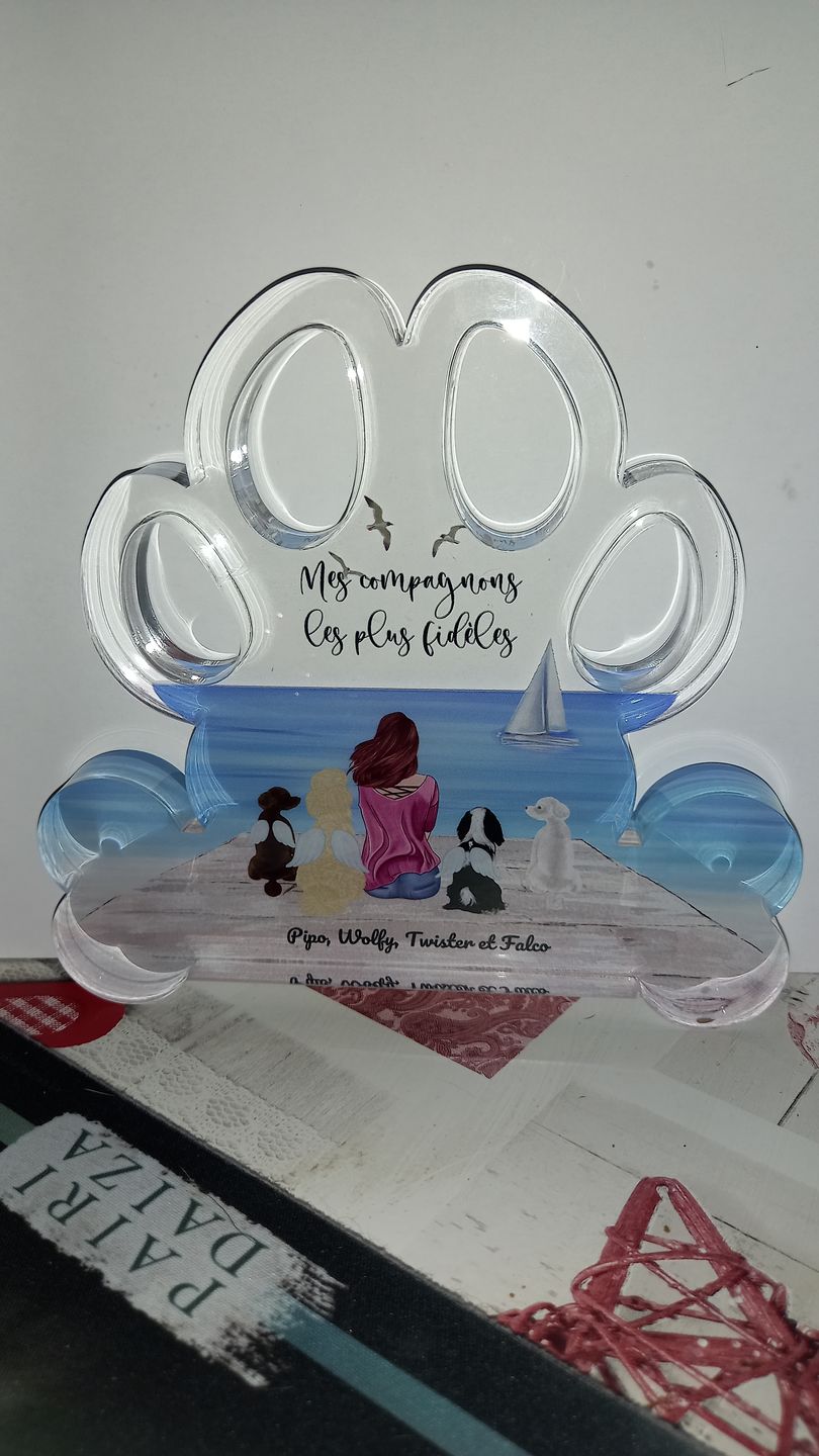 Customer photo review of Meilleurs amis - Plaque acrylique forme patte personnalisée