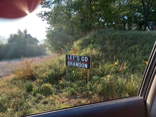 Customer photo review of Let's Go Brandon Banner Sign