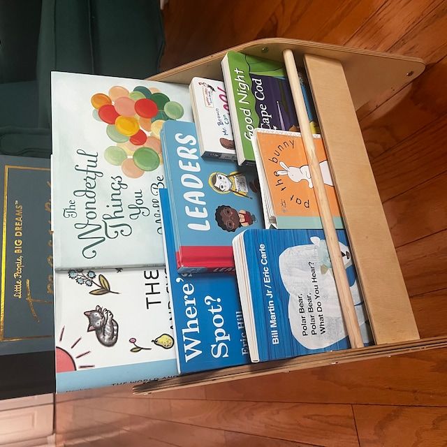 Customer photo review of Wooden Montessori Bookshelf Natural (USA only)