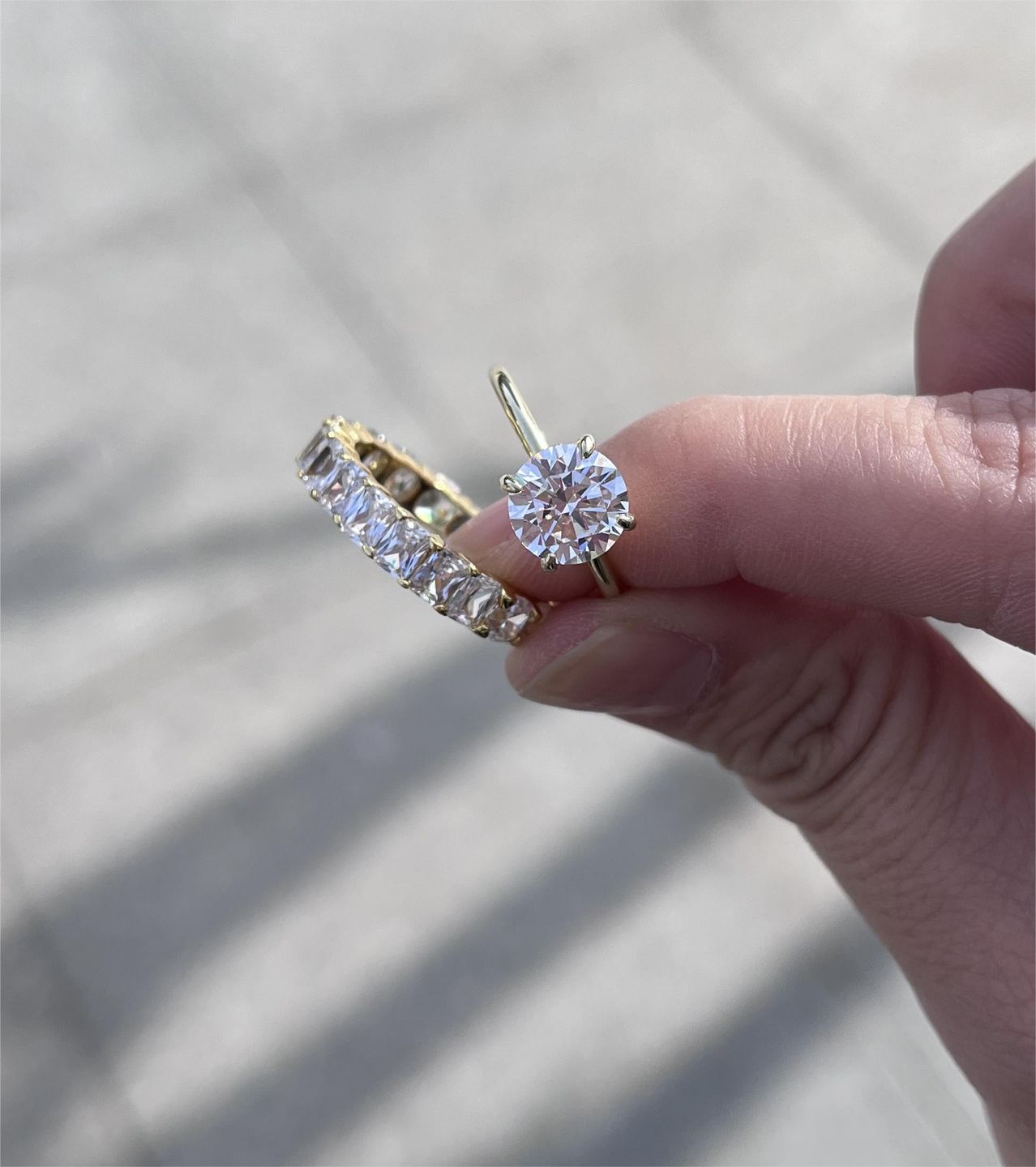 Customer photo review of Louily Classic Round Cut Engagement Ring For Women In Sterling Silver