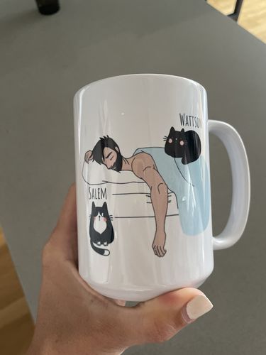 Customer photo review of Personalized Cat Dad Mug