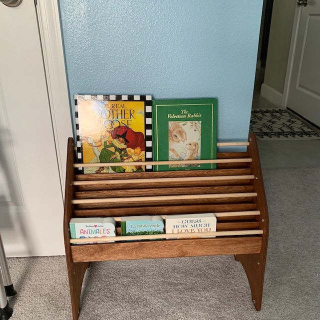 Customer photo review of Wooden Montessori Bookshelf Natural (USA only)