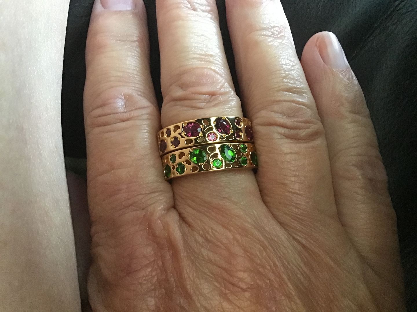 Customer photo review of The Perfect Fit Band Ring with Garnet