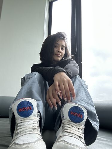 Customer photo review of COSMOS White Sky Men's High Top sneaker
