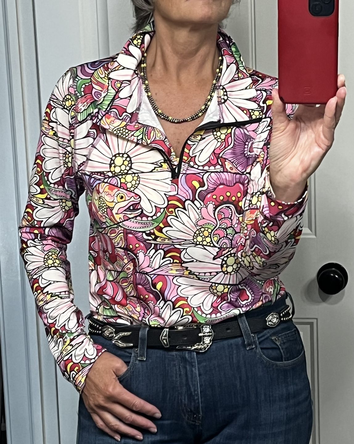 Customer photo review of REDtro Salmon 1/4 Zip Sunshirt