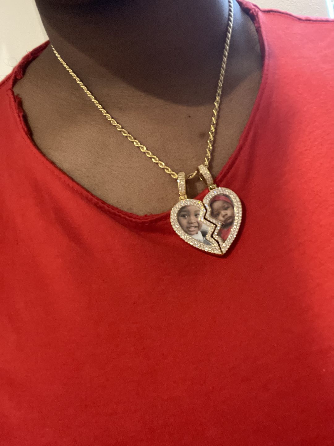 Customer photo review of Split heart Custom picture necklace