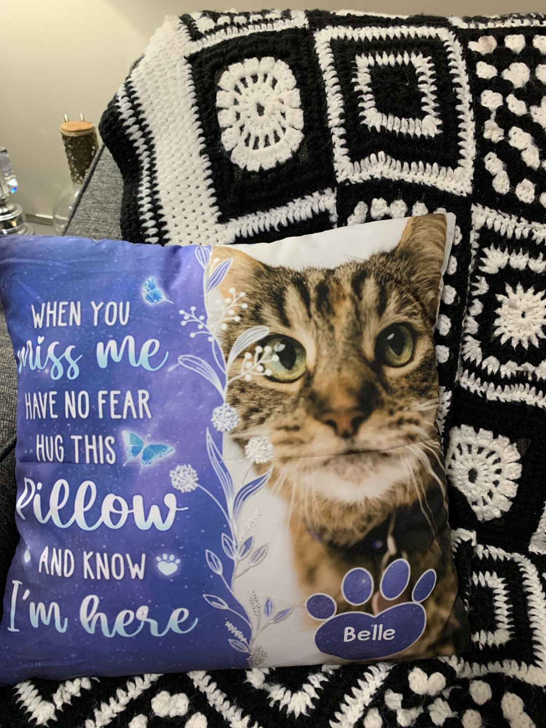 Customer photo review of Custom Photo My Love For You Is Always Here - Memorial Personalized Custom Pillow - Sympathy Gift, Gift For Pet Owners, Pet Lovers