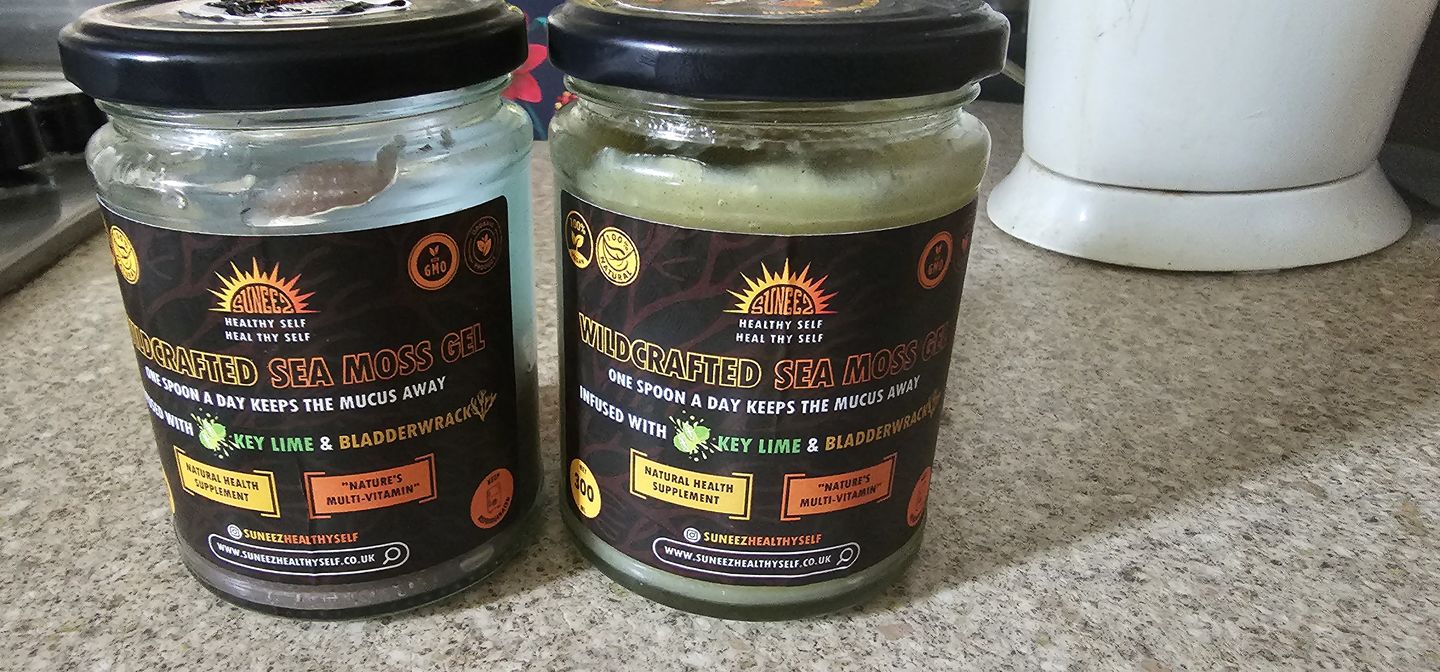 Customer photo review of 2 Wildcrafted Sea Moss Gels (Infused with Key Lime and Bladderwrack) - 600ML (1 Golden and 1 Purple)