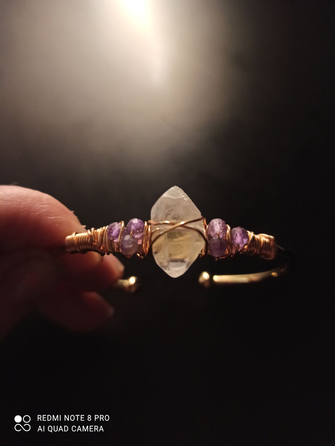 Customer photo review of Bracelet "Intuitive" - Cristal de roche et Améthyste