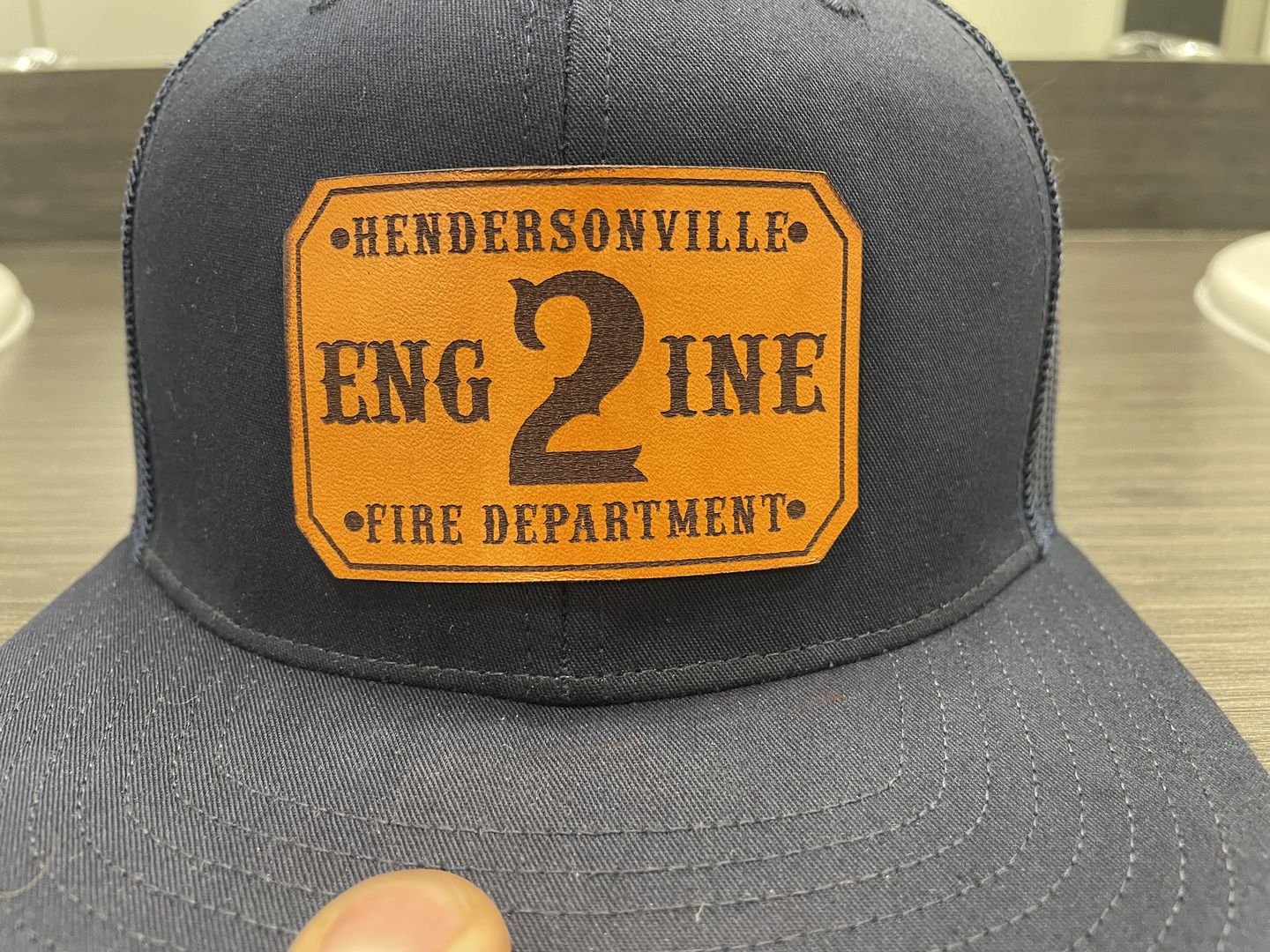 Customer photo review of Custom Passport Leather Patch Hat