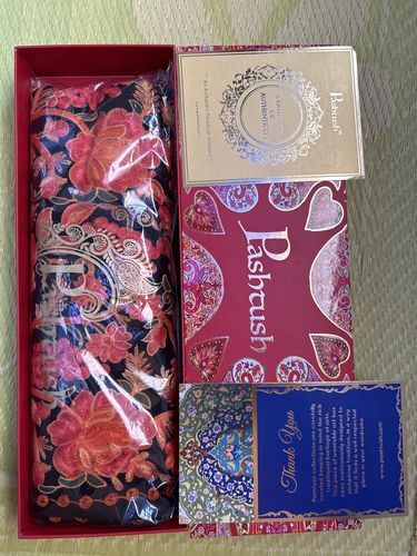 Customer photo review of Pashtush Womens Peruvian Roses Scarf, Embroidery Stole, Soft And Warm - Black