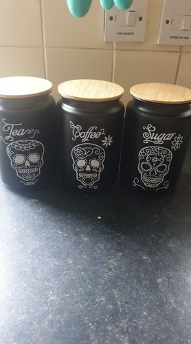 Customer photo review of Just Love Skulls Canister Set