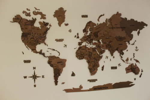 Customer photo review of 3D Wooden World Map Walnut