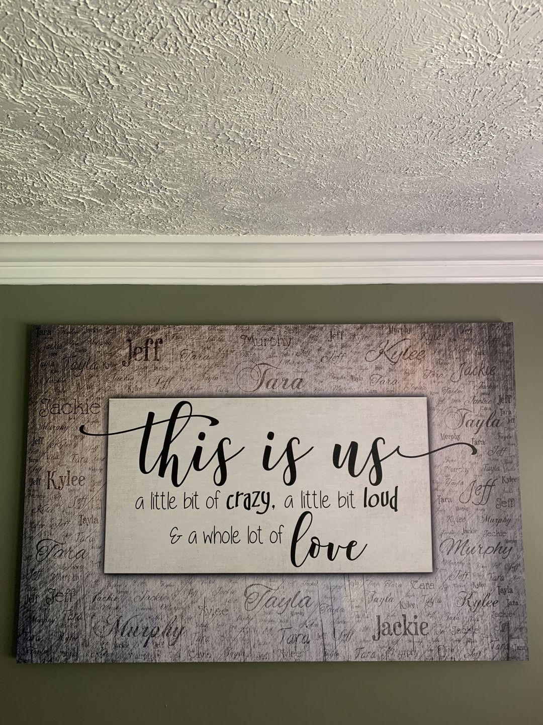 Customer photo review of Personalized "This Is Us" With Names on Background Premium Canvas