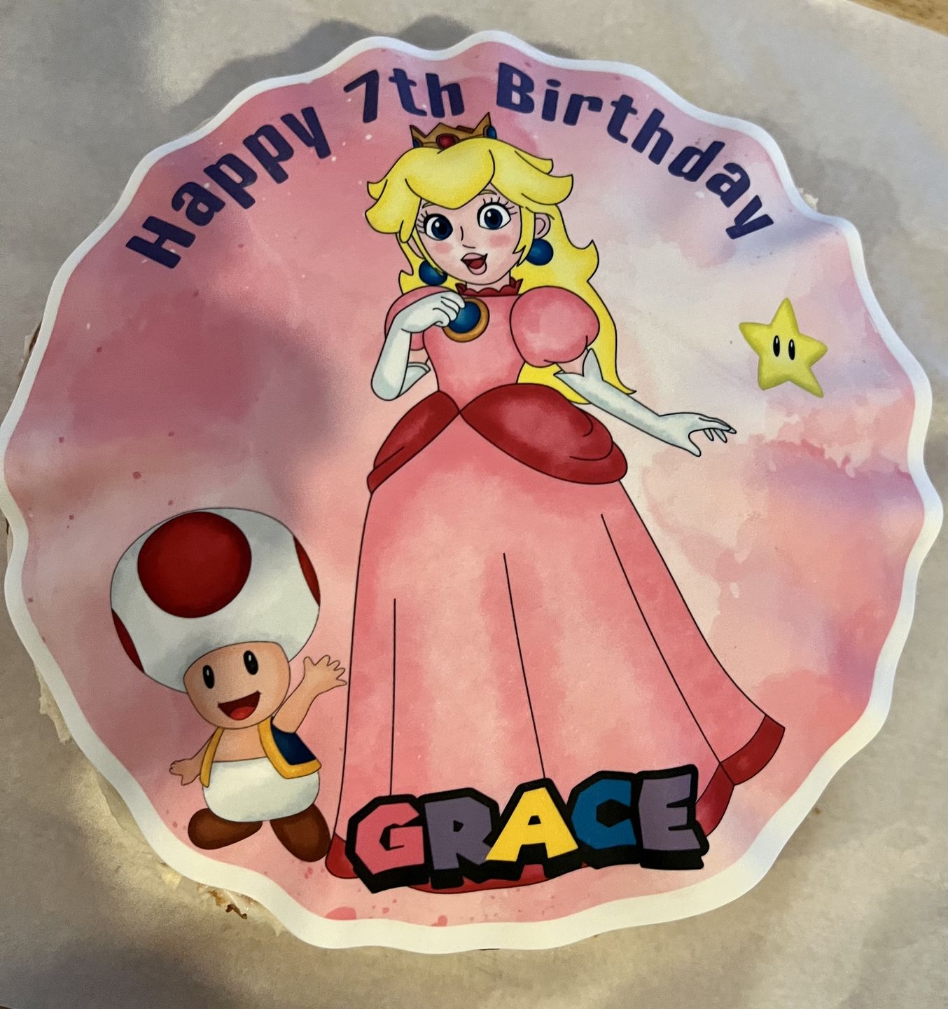 Customer photo review of Princess Peach - Super Mario Bothers - Edible Icing Toppers