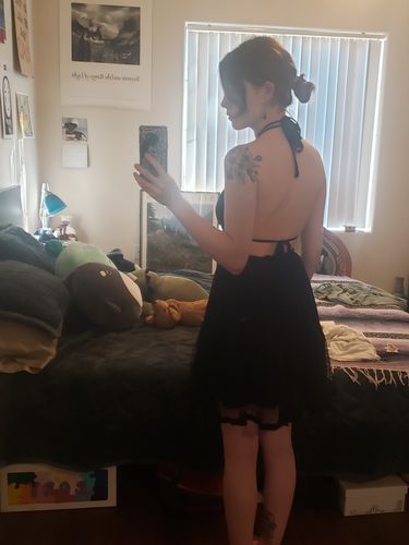 Customer photo review of Daydreamer Backless Mini Dress