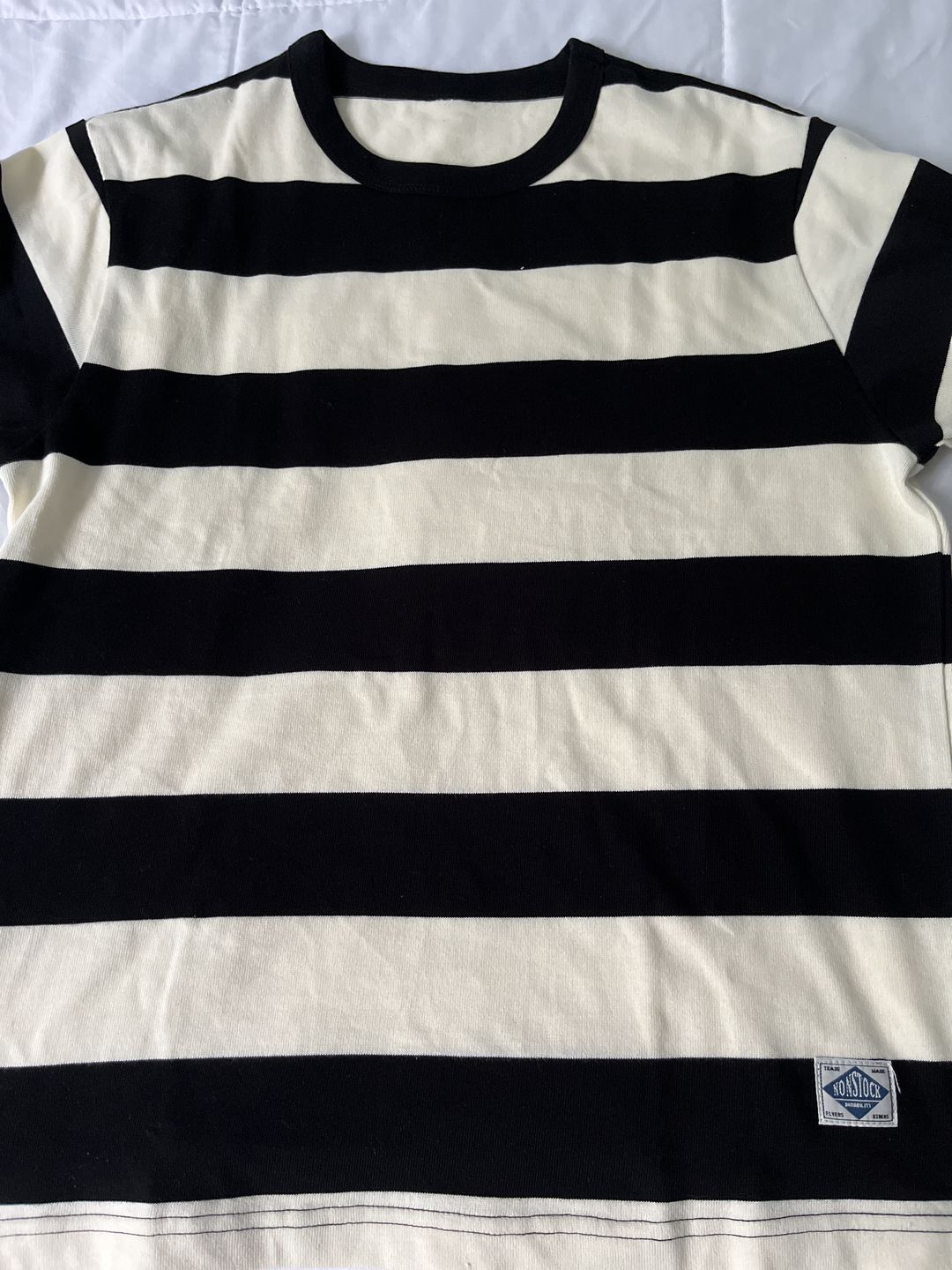 Customer photo review of Heavyweight Cotton Wide Striped T-Shirt - Black/White