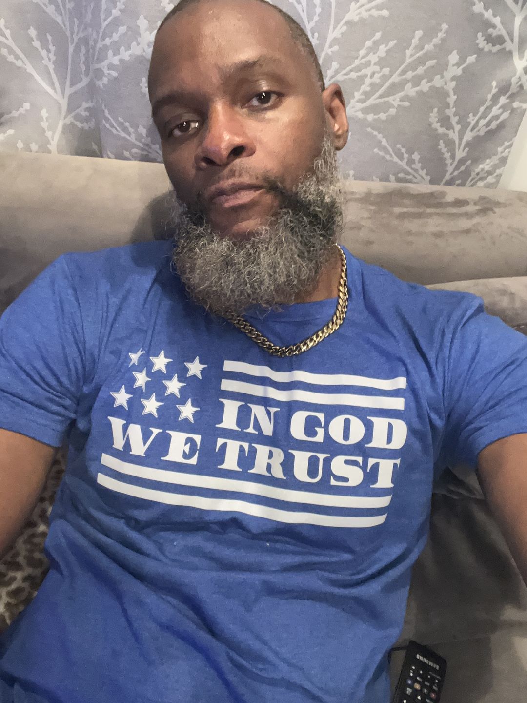 Customer photo review of In God We Trust Tee