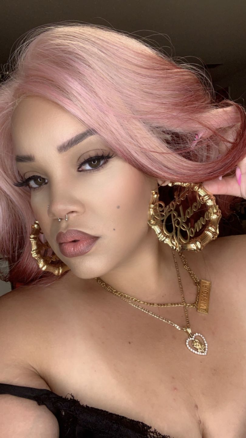 Customer photo review of 18k Gold Plated Protect Black Women Bamboo Hoop Earrings