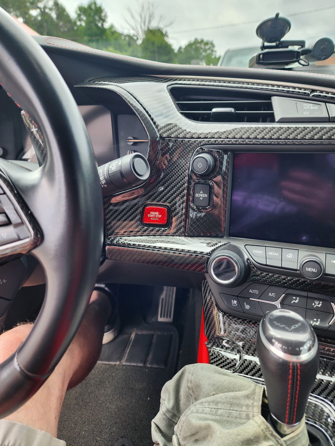 Customer photo review of CARBON FIBER PUSH START BUTTON COVER WITH LIGHT CUT OUT (BLACK/RED/BLUE) for 2016-2023- CAMARO/2014-2019 C7 CORVETTE