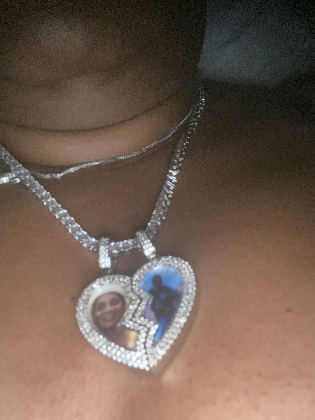 Customer photo review of Split heart Custom picture necklace