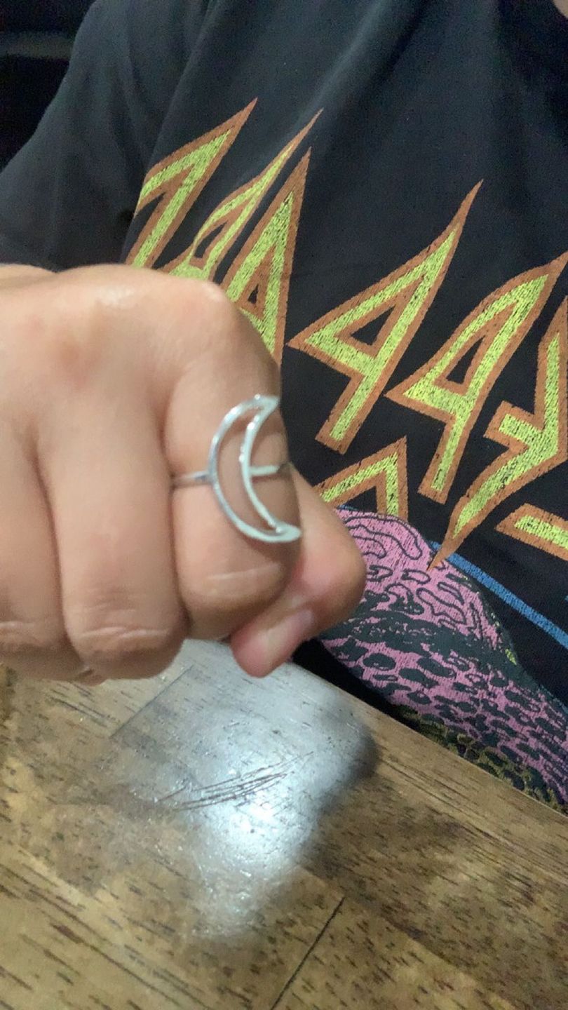 Customer photo review of Full Finger Crescent  Moon Ring Sterling Silver
