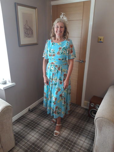 Customer photo review of Haylee Print Chiffon Maxi Dress, Blue Floral