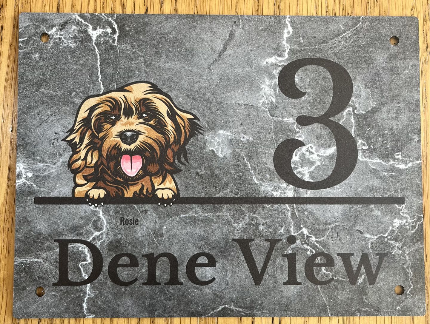 Customer photo review of House number marble look - Personalised door sign