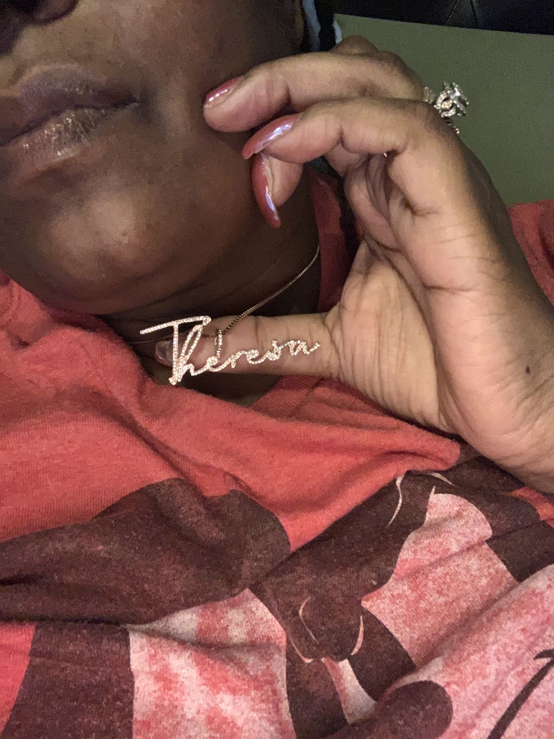 Customer photo review of Luxe Crystal Custom Pendant Necklace