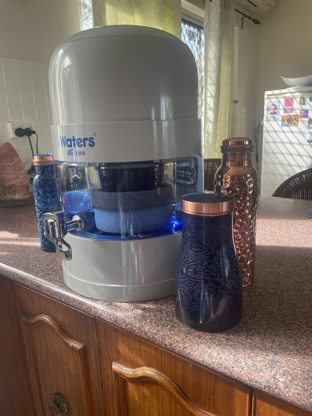 Customer photo review of Hammered Pure Copper Water Bottle