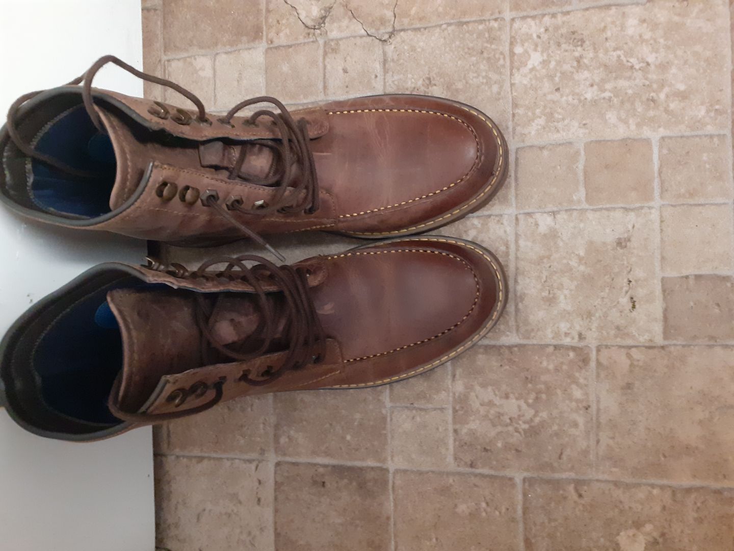 Customer photo review of boots moc-toe tobacco brown