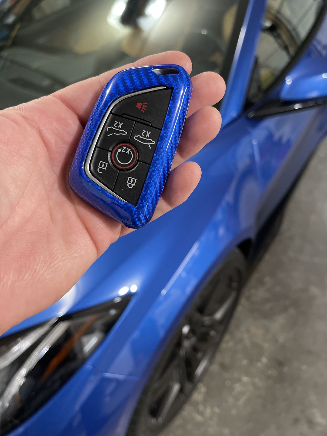 Customer photo review of C8 CORVETTE CARBON FIBER KEY COVER - BLACK, RED, OR BLUE