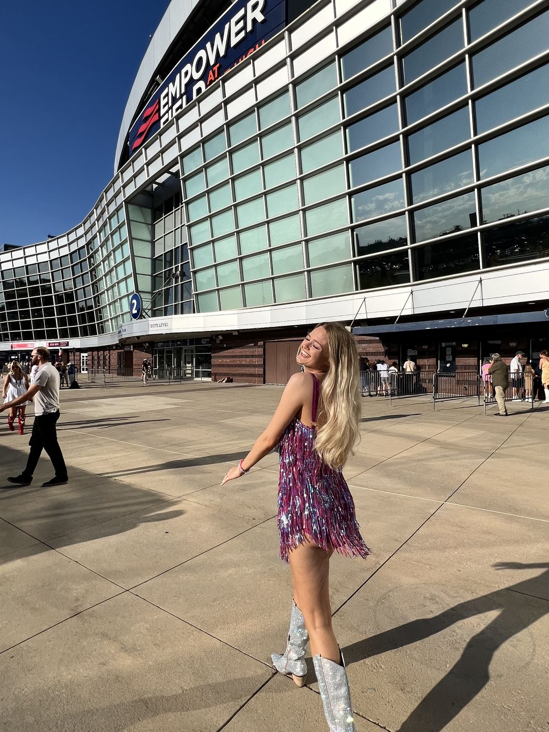 Customer photo review of Shake It My Way Short Fringe Mini Dress